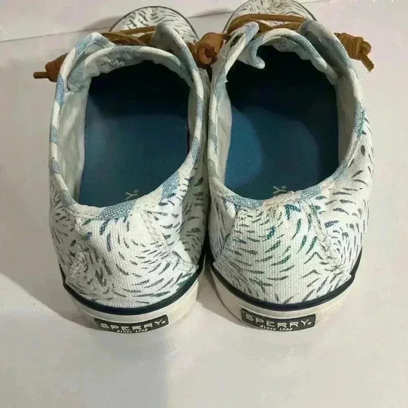 Sperry Top Sider STS95229 white Blue canvas sneakers Women’s size 10 - Picture 6 of 8
